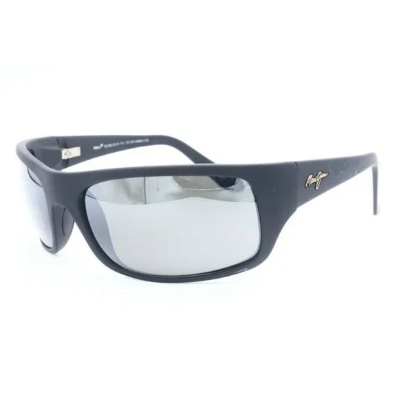 Maui Jim Peahi MJ 202-2M Wrap Black Wrap Sunglasses Gray Polarized Lens 65mm (C) Maui Jim Peahi MJ 202-2M Rubber Black Wrap Sunglasses Gray  main image 3